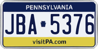 PA license plate JBA5376