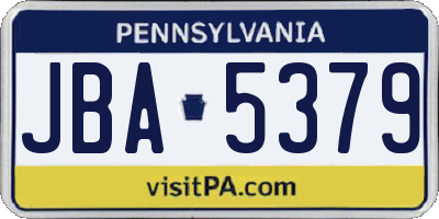 PA license plate JBA5379