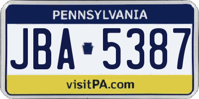 PA license plate JBA5387
