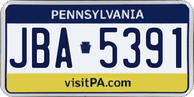 PA license plate JBA5391