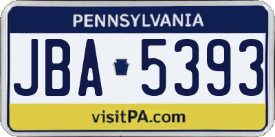 PA license plate JBA5393