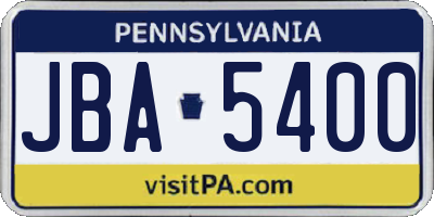 PA license plate JBA5400