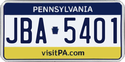 PA license plate JBA5401