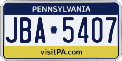 PA license plate JBA5407