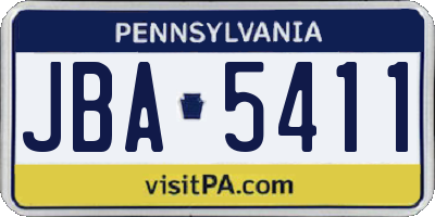 PA license plate JBA5411