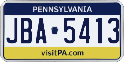 PA license plate JBA5413