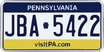 PA license plate JBA5422