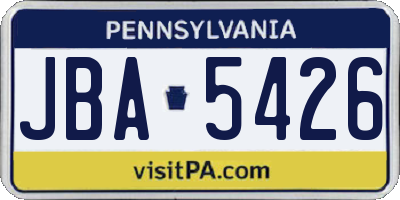PA license plate JBA5426