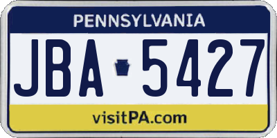 PA license plate JBA5427