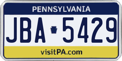 PA license plate JBA5429