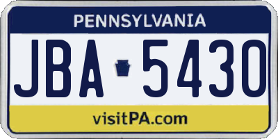 PA license plate JBA5430