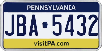 PA license plate JBA5432