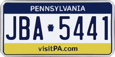 PA license plate JBA5441