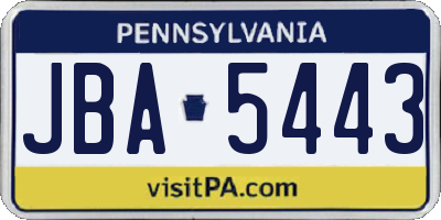 PA license plate JBA5443