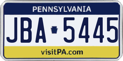PA license plate JBA5445