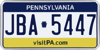 PA license plate JBA5447