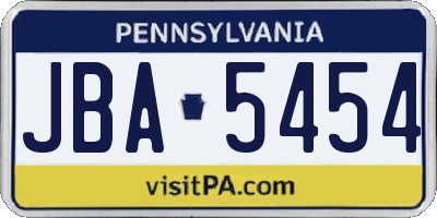 PA license plate JBA5454