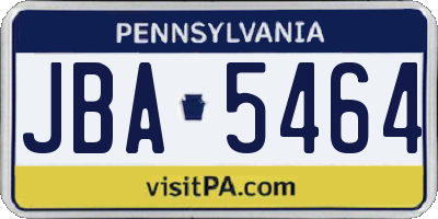 PA license plate JBA5464