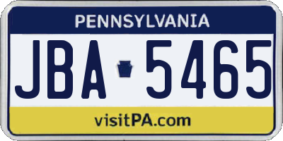 PA license plate JBA5465