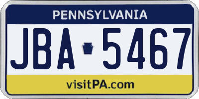 PA license plate JBA5467