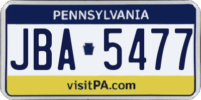 PA license plate JBA5477