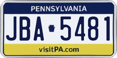 PA license plate JBA5481