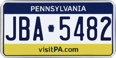 PA license plate JBA5482
