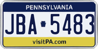 PA license plate JBA5483