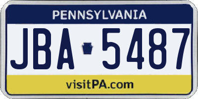 PA license plate JBA5487