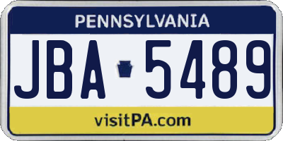 PA license plate JBA5489