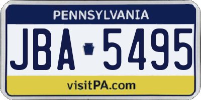 PA license plate JBA5495