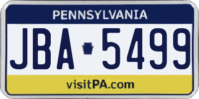 PA license plate JBA5499