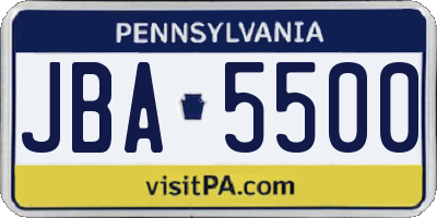 PA license plate JBA5500
