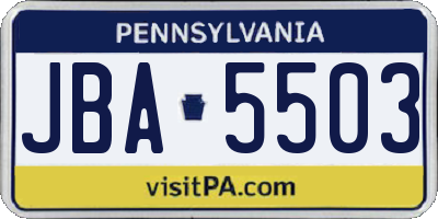 PA license plate JBA5503