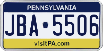 PA license plate JBA5506