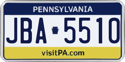 PA license plate JBA5510