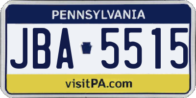 PA license plate JBA5515