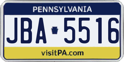 PA license plate JBA5516