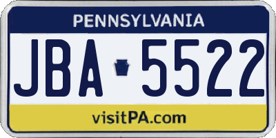 PA license plate JBA5522