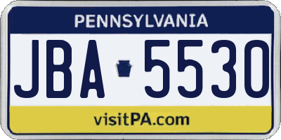 PA license plate JBA5530