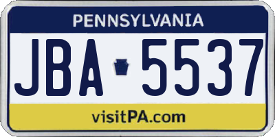 PA license plate JBA5537