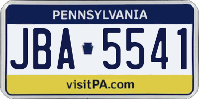 PA license plate JBA5541