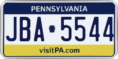 PA license plate JBA5544