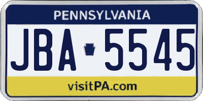 PA license plate JBA5545