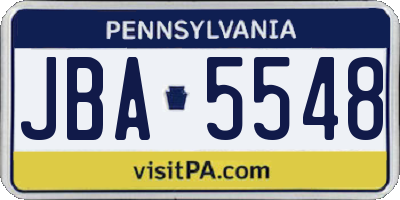 PA license plate JBA5548