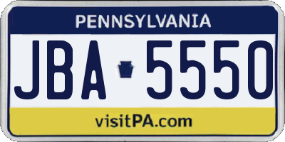 PA license plate JBA5550