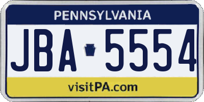 PA license plate JBA5554