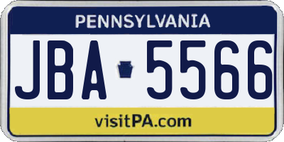 PA license plate JBA5566