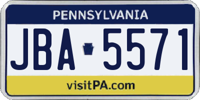 PA license plate JBA5571