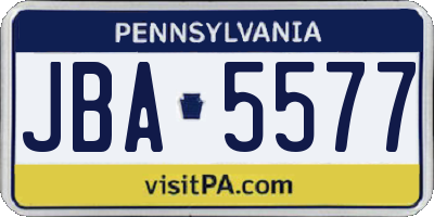 PA license plate JBA5577